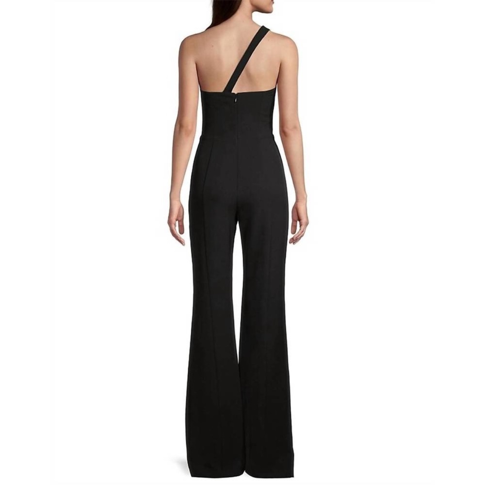 Black One-Shoulder Wide-Leg Jumpsuit - Picture 3 of 8